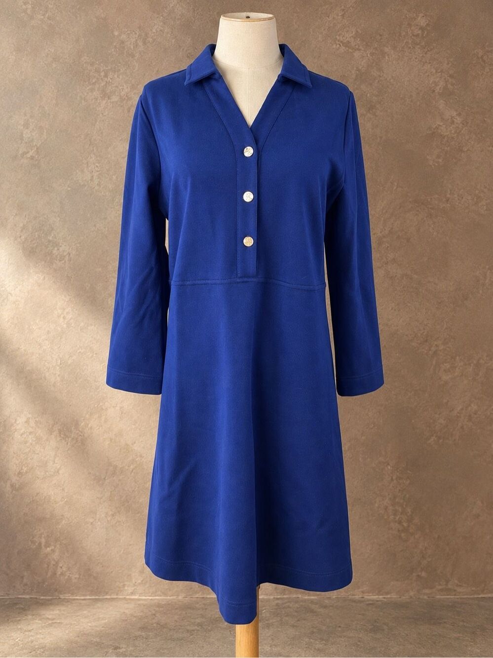 Draper James M Lyla Ponte Shirtdress Cobalt Blue Stretch Work Dress
